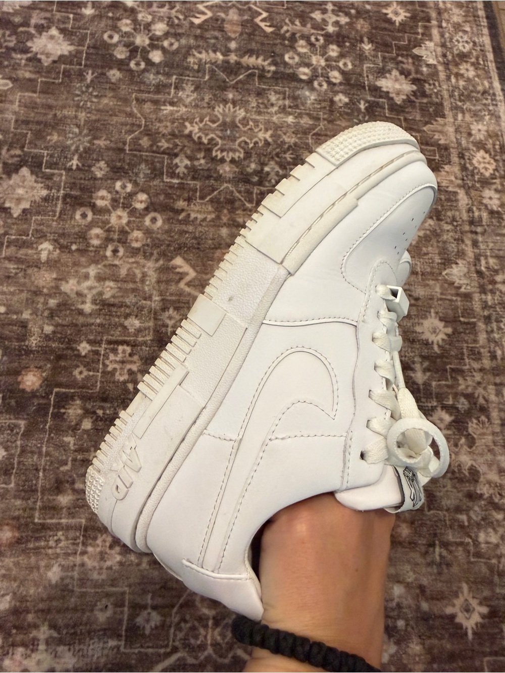 White Women's Leather Sneakers - Classic Low-Top Style - Picture 7 of 16